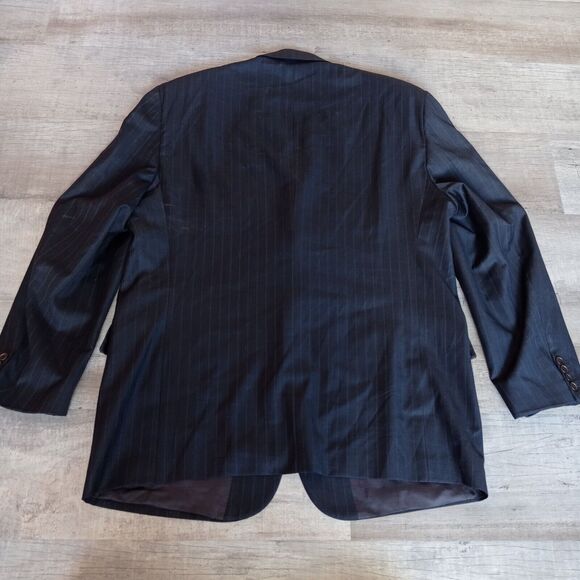 Galante Uomo Super 120s Wool 3 Button Blazer Size 58 Striped Grey Office - Picture 5 of 9